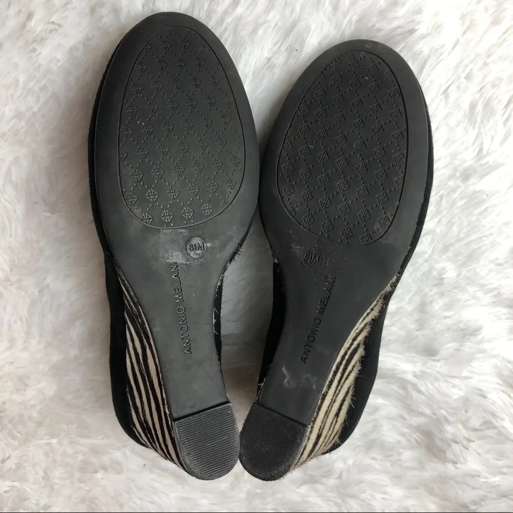 ANTONIO MELANI Black Suede/Zebra Print Calf Hair